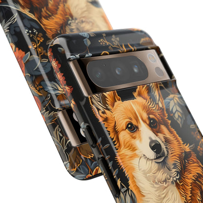 Corgi Floral Phone Case - Tough Cases for Dog Lovers, Cute Pet Accessories, Gift for Dog Owners, Floral Design, Personalized Tech Cover