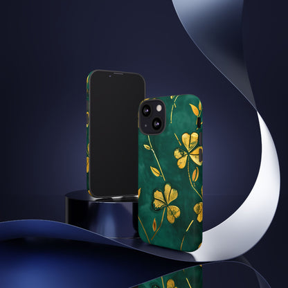 Floral Phone Case with Gold Accents, Tough Phone Cover, Stylish Phone Protector, Unique Gift for Her, Nature Lover Accessory