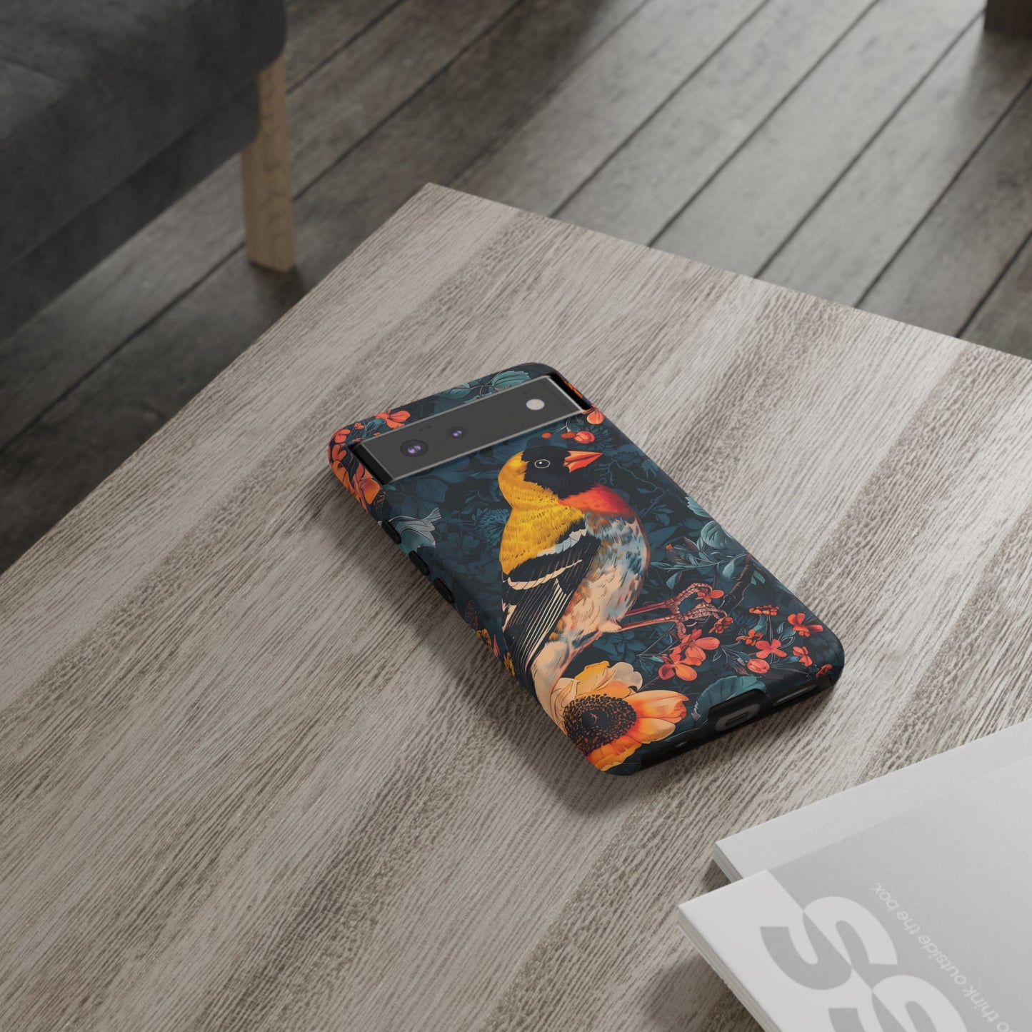 Colorful Bird Phone Case, Floral Phone Cover, Tough Phone Protector, Nature Lover Gift, Botanical Case, Unique Mobile Accessory