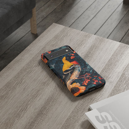 Colorful Bird Phone Case, Floral Phone Cover, Tough Phone Protector, Nature Lover Gift, Botanical Case, Unique Mobile Accessory