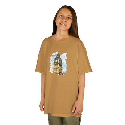 Kids Tee - Vintage Big Ben Wall Art Design -  Fun and Stylish Cotton Shirt for Young Explorers