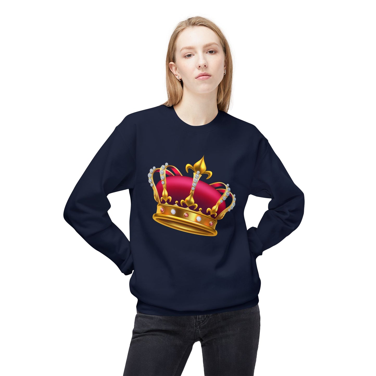 Unisex Midweight Softstyle Fleece Crewneck Sweatshirt - Regal Royal Umbrella - Elegant and Majestic Design