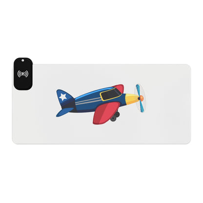 Retro British Airplane - LED Gaming Mouse Pad with Wireless Charging - Perfect for Gamers, Study, Home Office, Birthdays, Christmas, Tech Lovers