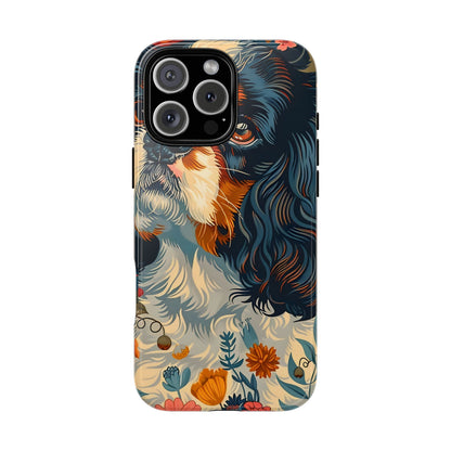 Cavalier King Charles Spaniel Phone Case, Floral Dog Lover Gift, Tough Phone Cover, Pet Owner Accessory, Unique Dog Design