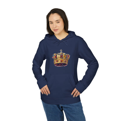 Fleece Hoodie - Unisex Adidas - Royal Crown - British Royal Crown Design - Iconic Symbol of Monarchy