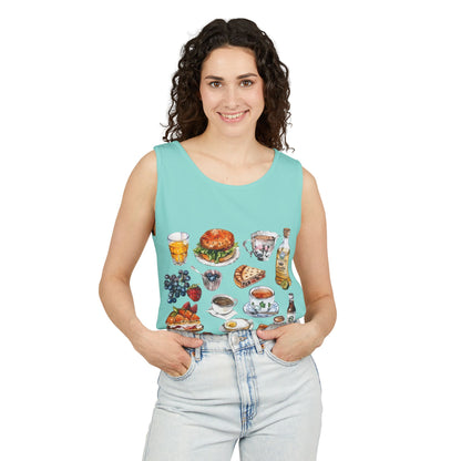 Unisex Garment-Dyed Tank Top - England Travel Icons Artistic Print