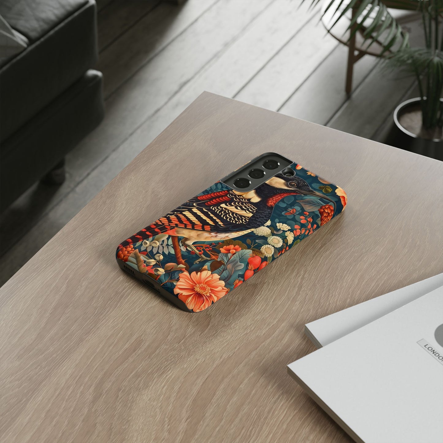 Nature-Inspired Phone Case with Floral Art, Tough Phone Cover, Protective Case, Gift for Nature Lovers, Unique Phone Accessory