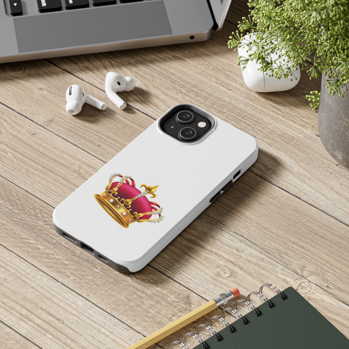 Crown Emoji Tough Phone Case, Durable Phone Cover, Stylish Protector, Gift for Him/Her, Trendy Smartphone Accessory