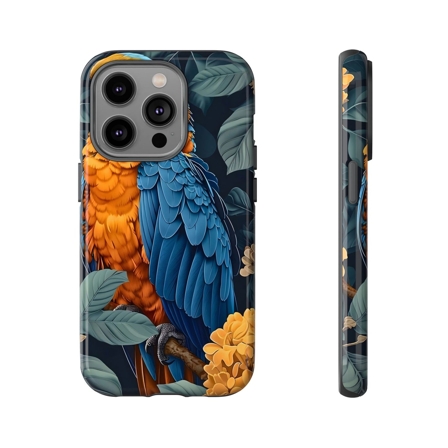 Tropical Parrot Phone Case - Tough Cases, Colorful Phone Cover, Nature Lover Gift, Floral Design, Bird Lover Accessory