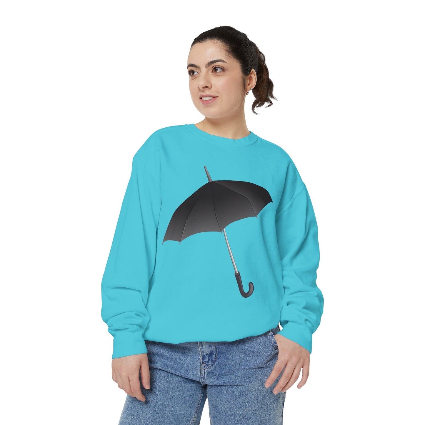 Unisex Garment-Dyed Sweatshirt - Regal Royal Umbrella - Elegant and Majestic Design