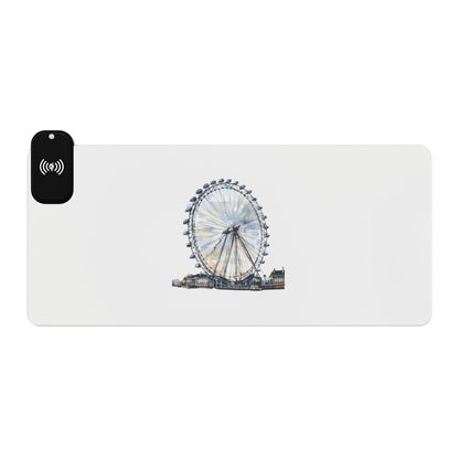 London Eye Ferris Wheel - LED Wireless Charging Gaming Mouse Pad, Illuminated Desk Accessory for Gamers, Perfect Gift for Tech Lovers, Decorative Gaming Setup