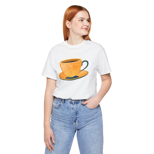 Unisex Jersey Short Sleeve Tee - Elegant British Tea Cup - Classic Tea Time Style
