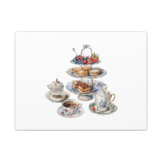 Elegant Afternoon Tea Canvas Art, Vintage Tea Party Decor, Kitchen Wall Art, Gift for Tea Lovers, Home Decor