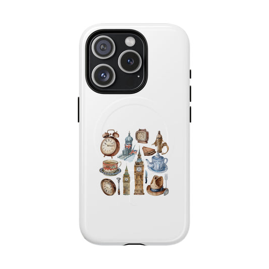 Tough Magnetic Phone Case with Vintage Clock Design, Durable Tech Accessories for Gift, Daily Use, Unique Style