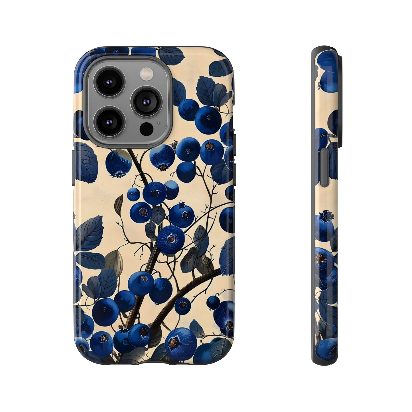 Blue Berry Tough Phone Case, Floral Phone Cover, Stylish Protective Case, Unique Gift for Her, Phone Accessories