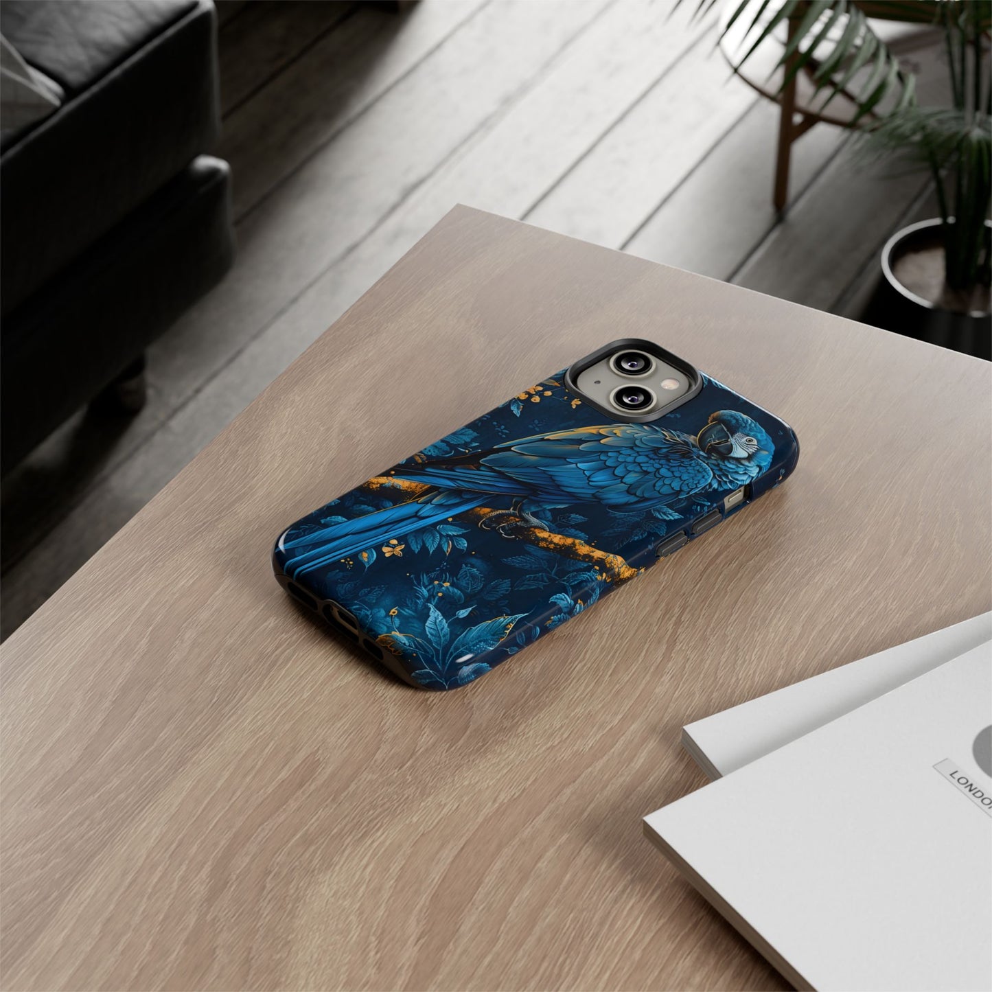 Tough Cases - Vibrant Blue Parrot Phone Case, Tropical Bird Phone Cover, Nature Lover Gift, Eco-Friendly Accessories, Unique Wildlife Decor