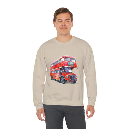Unisex Heavy Blend™ Crewneck Sweatshirt Trendy - London Transport Red Double-Decker Bus
