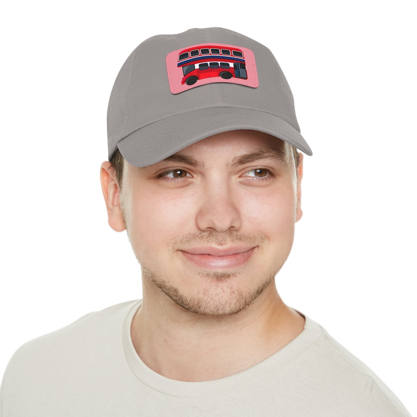Double Decker bus Dad Hat with Leather Patch (Rectangle)