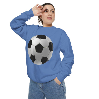 Unisex Garment-Dyed Sweatshirt - Dynamic Football Design - Sports Passion and Energy