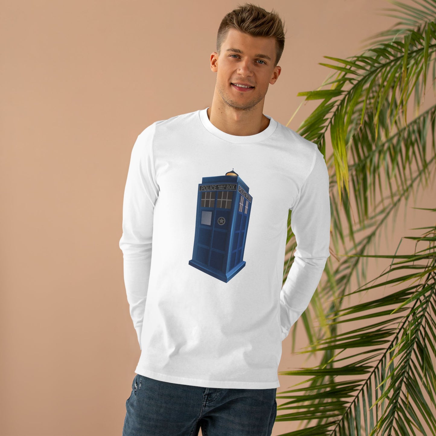 Men’s Base Longsleeve Tee - British Police Public Call Box