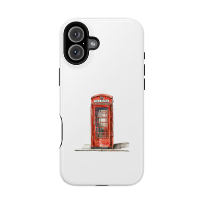 Red Telephone Booth Phone Case, Magnetic Tough Cases for Protection, Unique Gift for Phone Lovers, British Theme, Travel Accessory