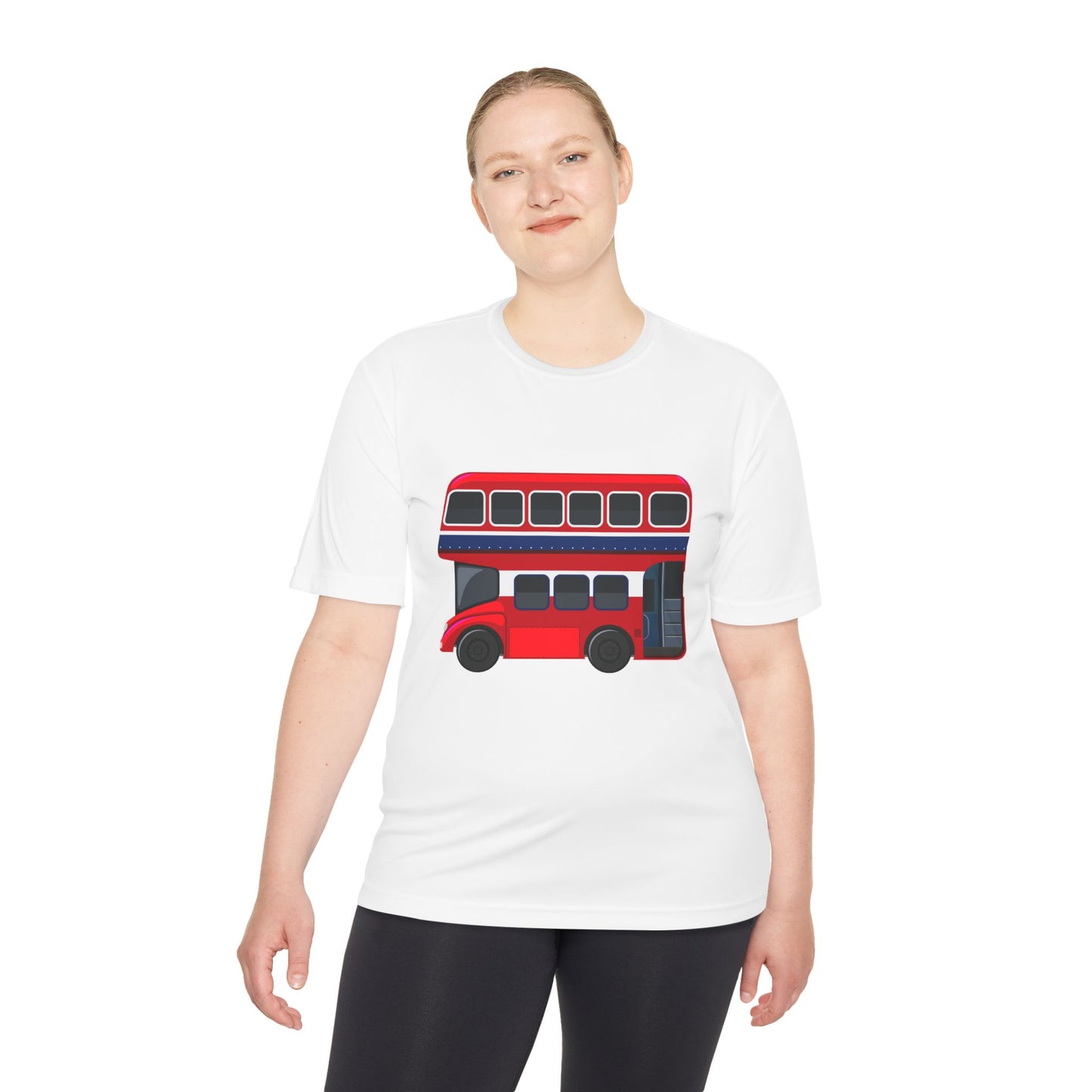Unisex Moisture Wicking Tee - Iconic Red Bus Illustration Wall Decor
