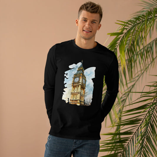 Men’s Base Longsleeve Tee - Big Ben - Iconic British Tower and Landmark