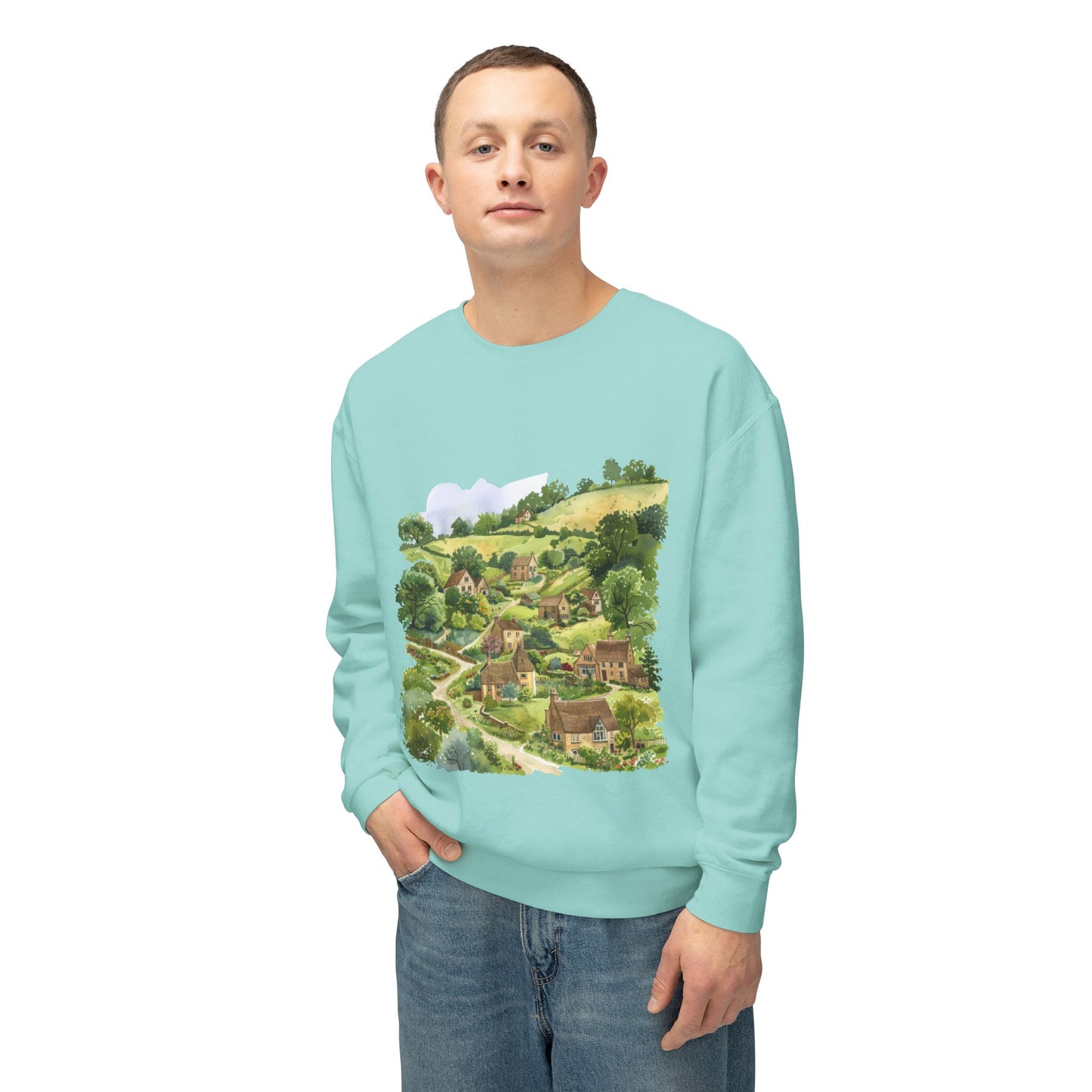 Unisex Lightweight Crewneck Sweatshirt - British Nature - Scenic Landscapes and Natural Beauty