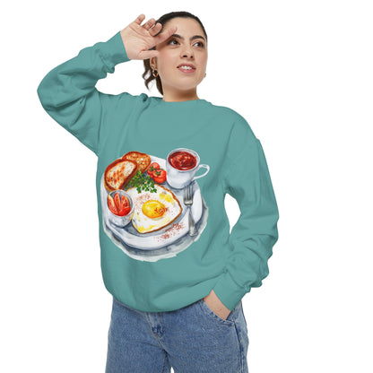 Unisex Garment-Dyed Sweatshirt - Iconic British Royal Breakfast and Foods