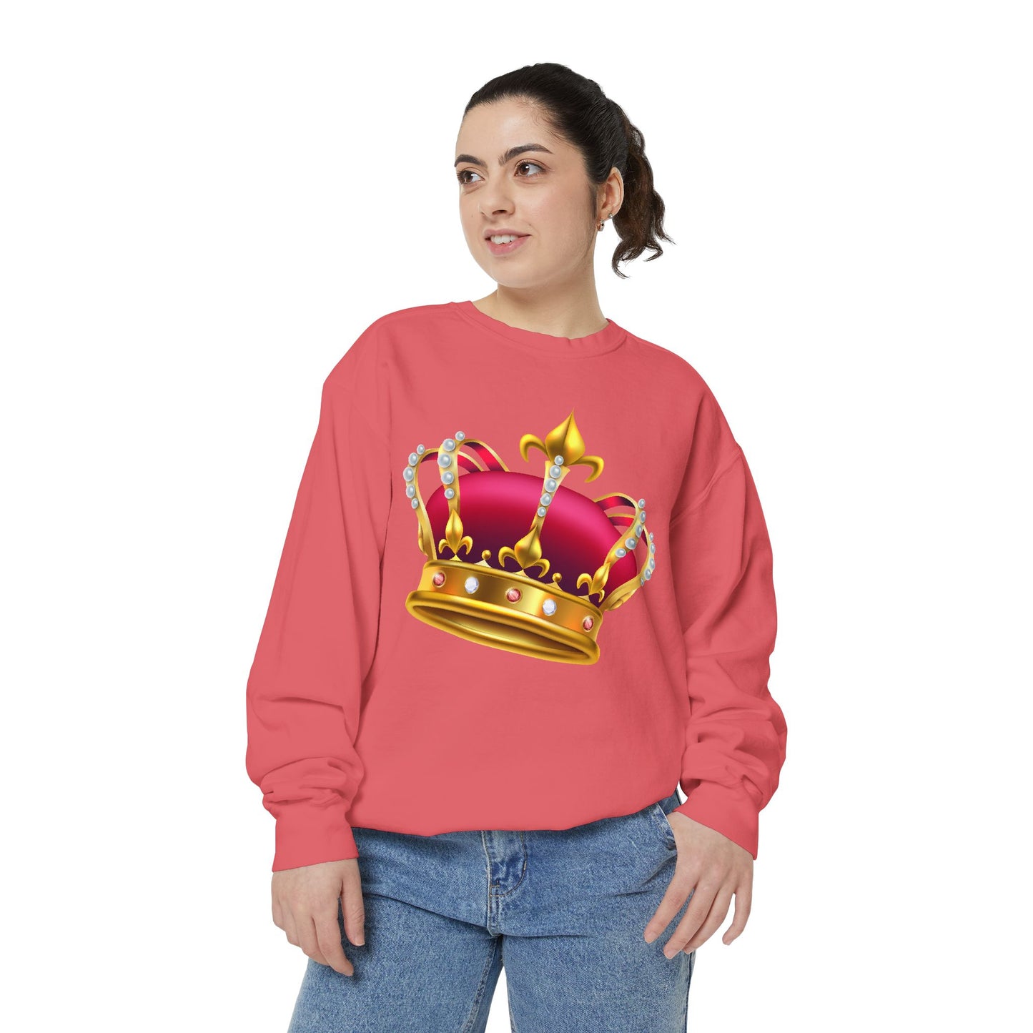 Unisex Garment-Dyed Sweatshirt - British Royal Crown Design