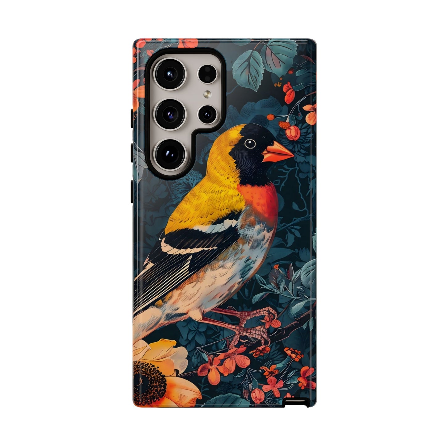 Colorful Bird Phone Case, Floral Phone Cover, Tough Phone Protector, Nature Lover Gift, Botanical Case, Unique Mobile Accessory