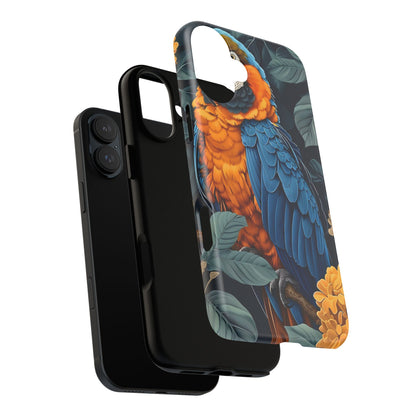 Tropical Parrot Phone Case - Tough Cases, Colorful Phone Cover, Nature Lover Gift, Floral Design, Bird Lover Accessory