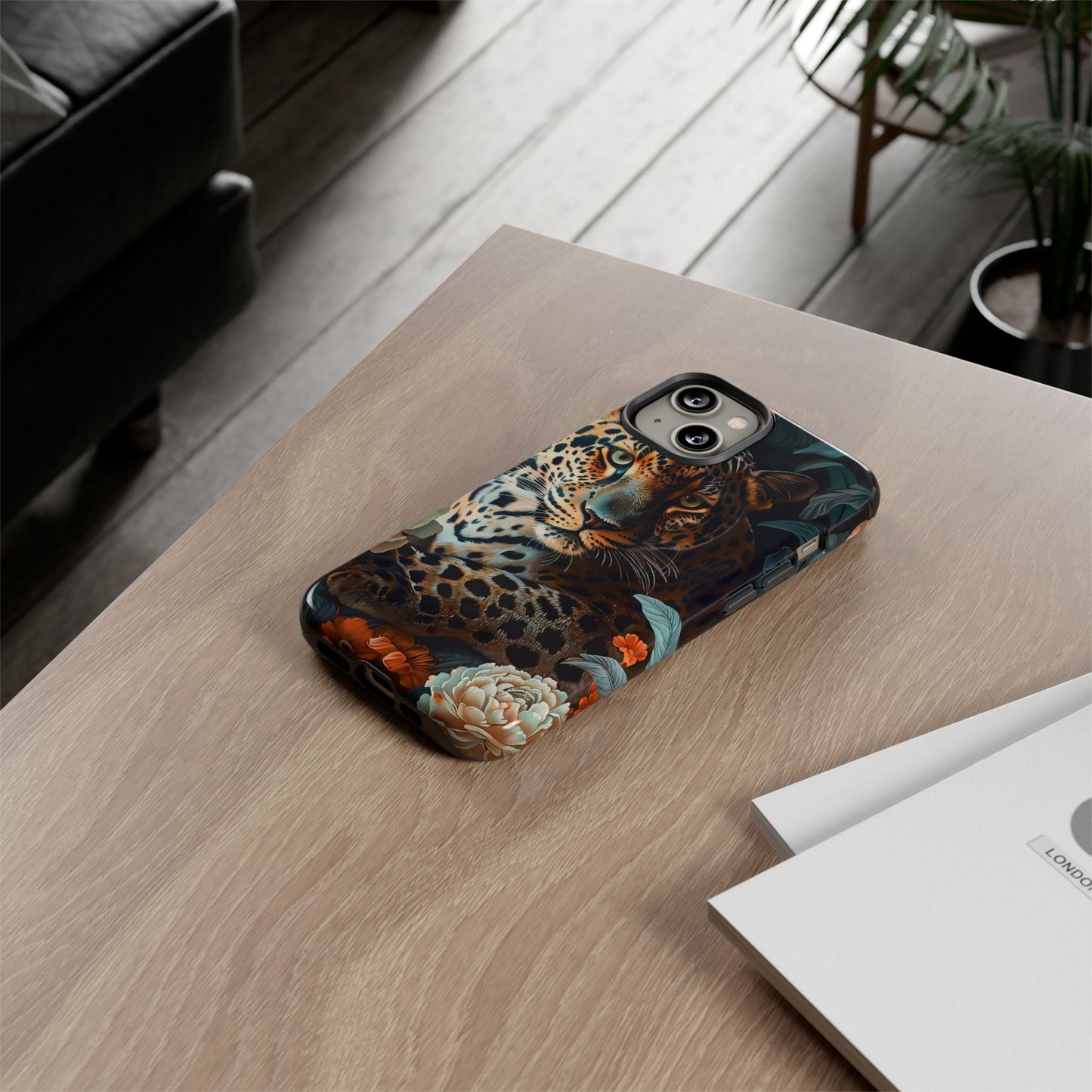 Wildlife Phone Case with Leopard Design | Tough Cases, Animal Prints, Floral Phone Cover, Gift for Nature Lovers, Unique Phone Accessories