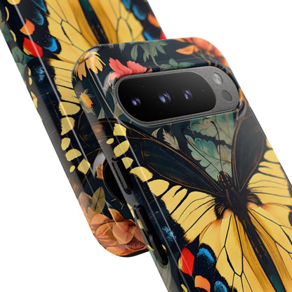 Butterfly Floral Phone Case, Art-inspire Tough Case, Gift for Nature Lovers, Butterfly Pattern Cover, Eco-Friendly Mobile Accessory