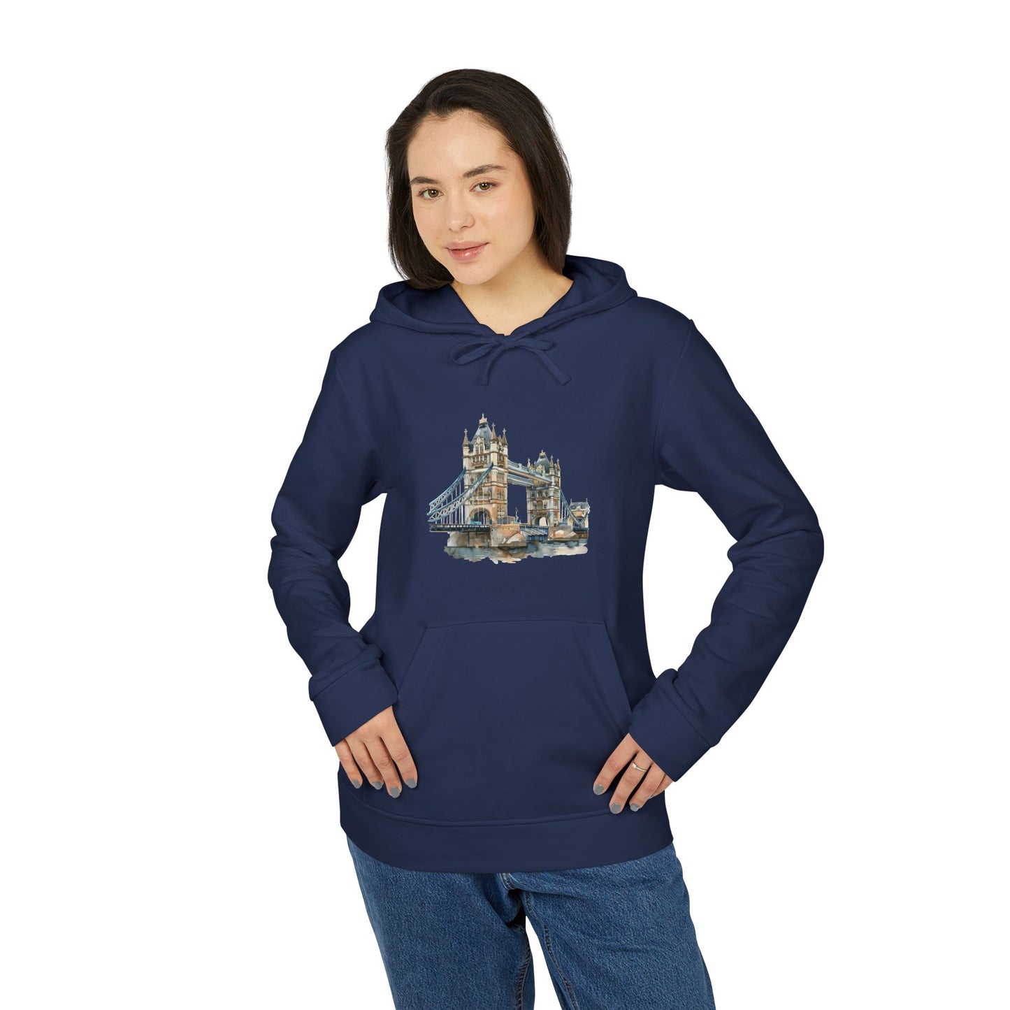 Fleece Hoodie - Unisex Adidas Apparel - London Bridge - Iconic Landmark and Historical Beauty