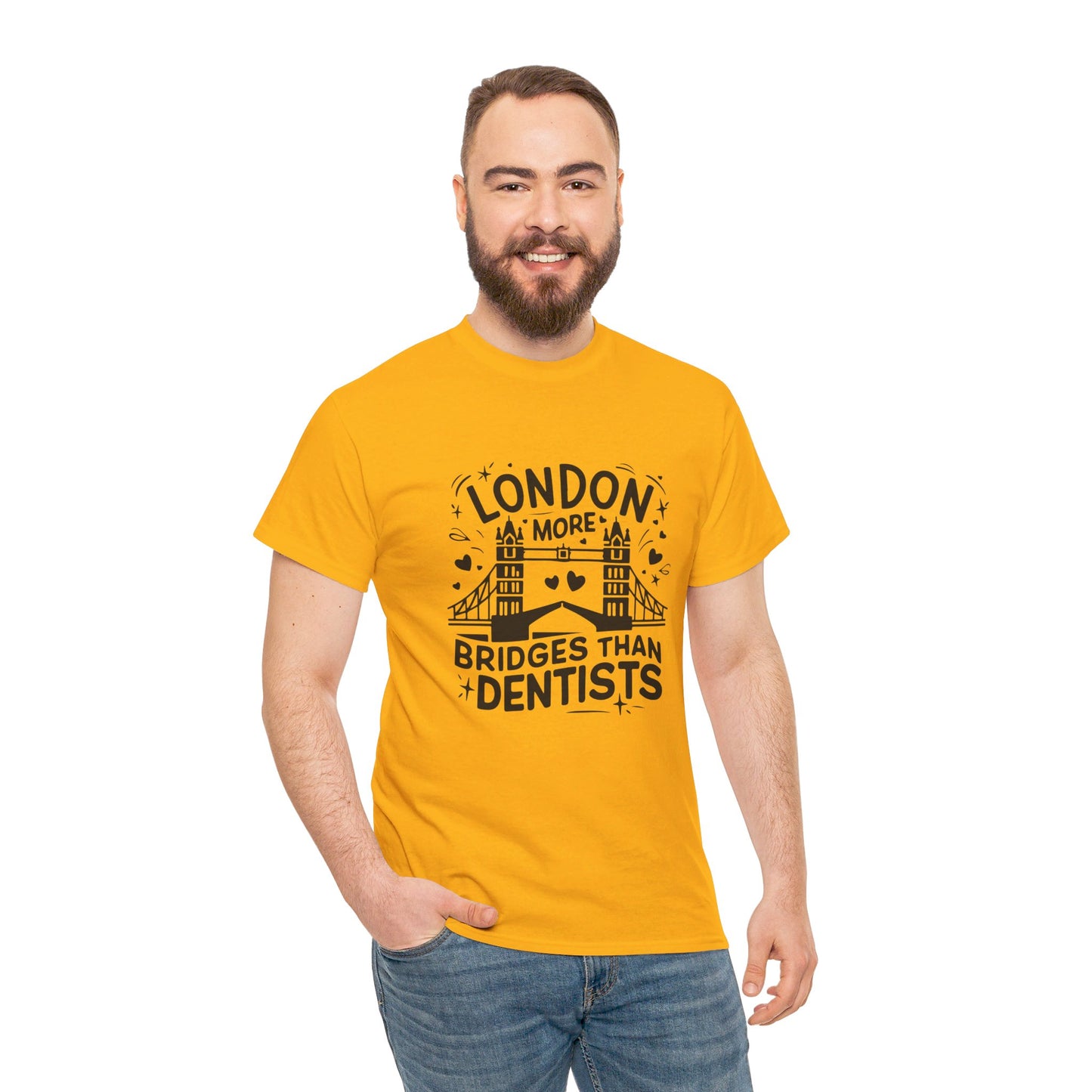 London More Biggest than Dentists Form-fitting Unisex Heavy Cotton T-Shirt