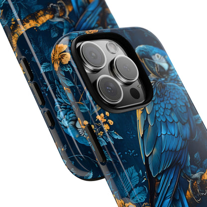 Tough Cases - Vibrant Blue Parrot Phone Case, Tropical Bird Phone Cover, Nature Lover Gift, Eco-Friendly Accessories, Unique Wildlife Decor