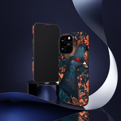 Vibrant Phone Case with Floral Peacock Design - Tough Cases, Artistic Phone Cover, Unique Gift for Nature Lovers, Stand Out Tech Accessory