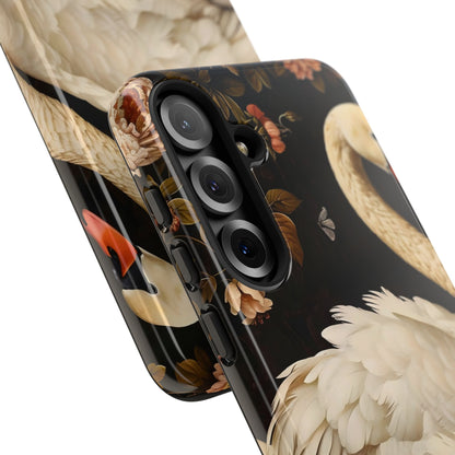 Elegant Swan Phone Case, Floral iPhone Cover, Tough Phone Case, Gift for Her, Nature Lover, Mother's Day, Birthday