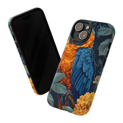 Tropical Parrot Phone Case - Tough Cases, Colorful Phone Cover, Nature Lover Gift, Floral Design, Bird Lover Accessory