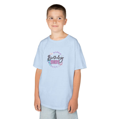 Kids Tee  - Pink and Black Leopard Birthday Girl Graphic