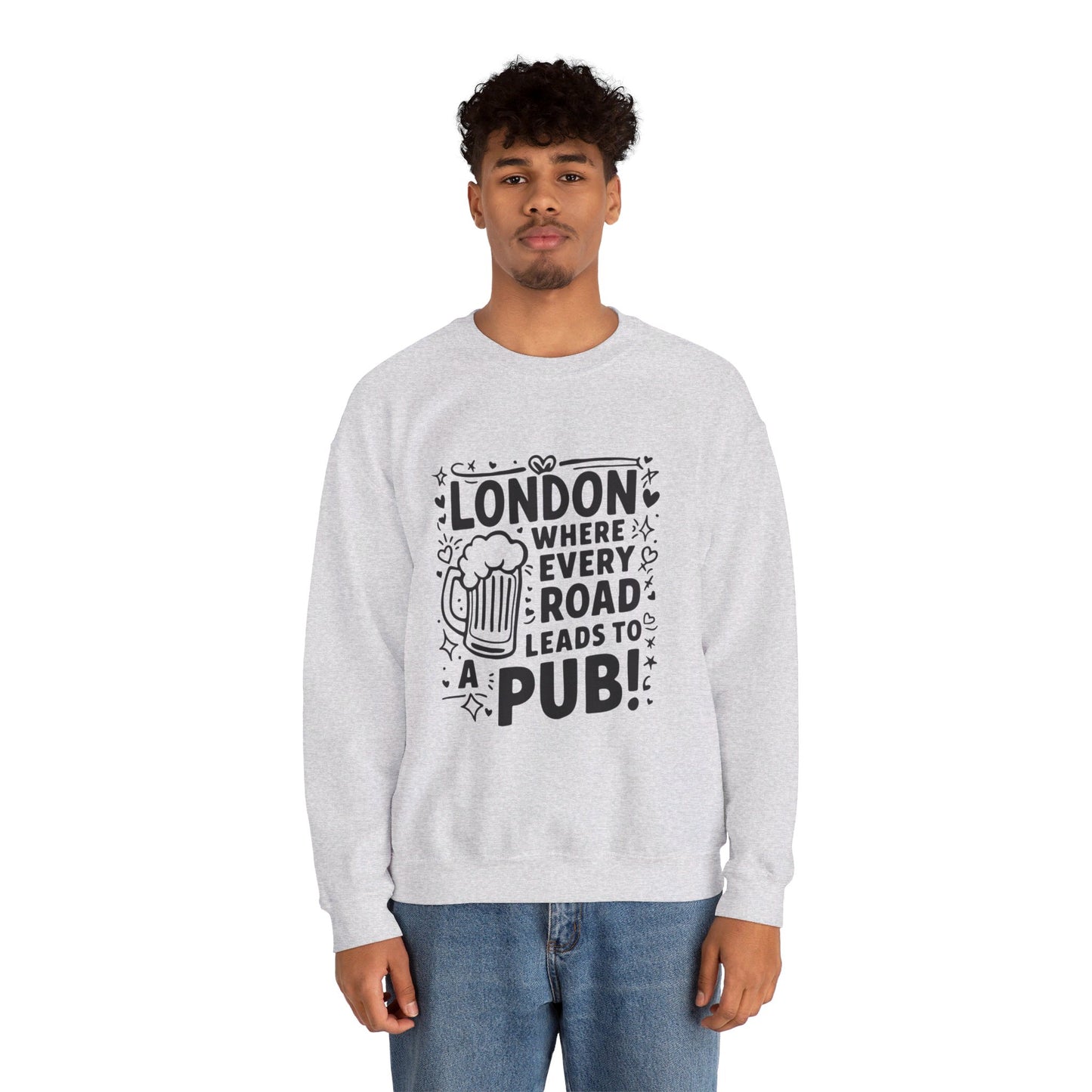 Unisex Heavy Blend™ Crewneck Sweatshirt Cozy - Every Road Leads to pub
