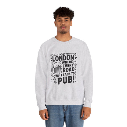 Unisex Heavy Blend™ Crewneck Sweatshirt Cozy - Every Road Leads to pub