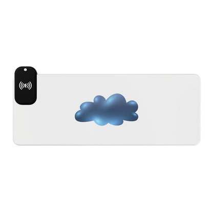 Cloud Illustration - Light Blue - LED Gaming Mouse Pad with Wireless Charging - Perfect for Gamers, Office Setup, Birthday Gifts, Tech Lovers, Modern Workspace
