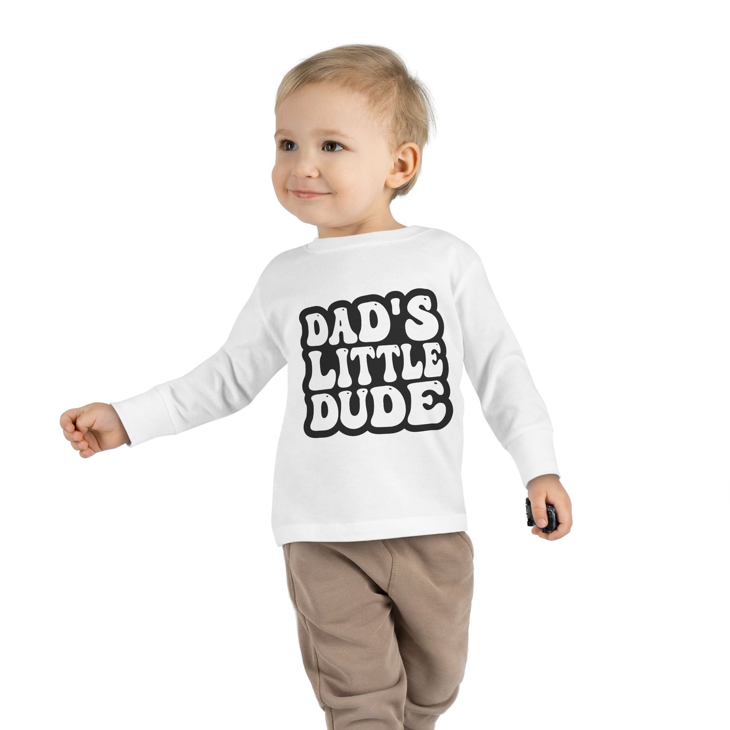 Toddler Long Sleeve Tee - Dad's Little Dude T-Shirt for Kids