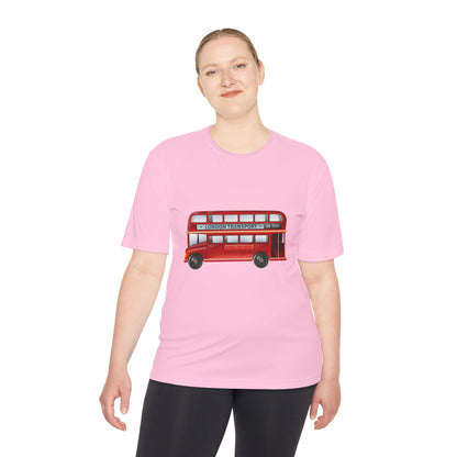Unisex Moisture Wicking Tee - Vintage British Double-Decker Bus Art Print