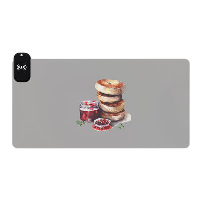 Scones & Jam – Classic English Treat - LED Gaming Mouse Pad with Wireless Charging - Stylish Desk Accessory for Gamers and Tech Lovers, Perfect for Birthdays, Holidays, Desk [...]