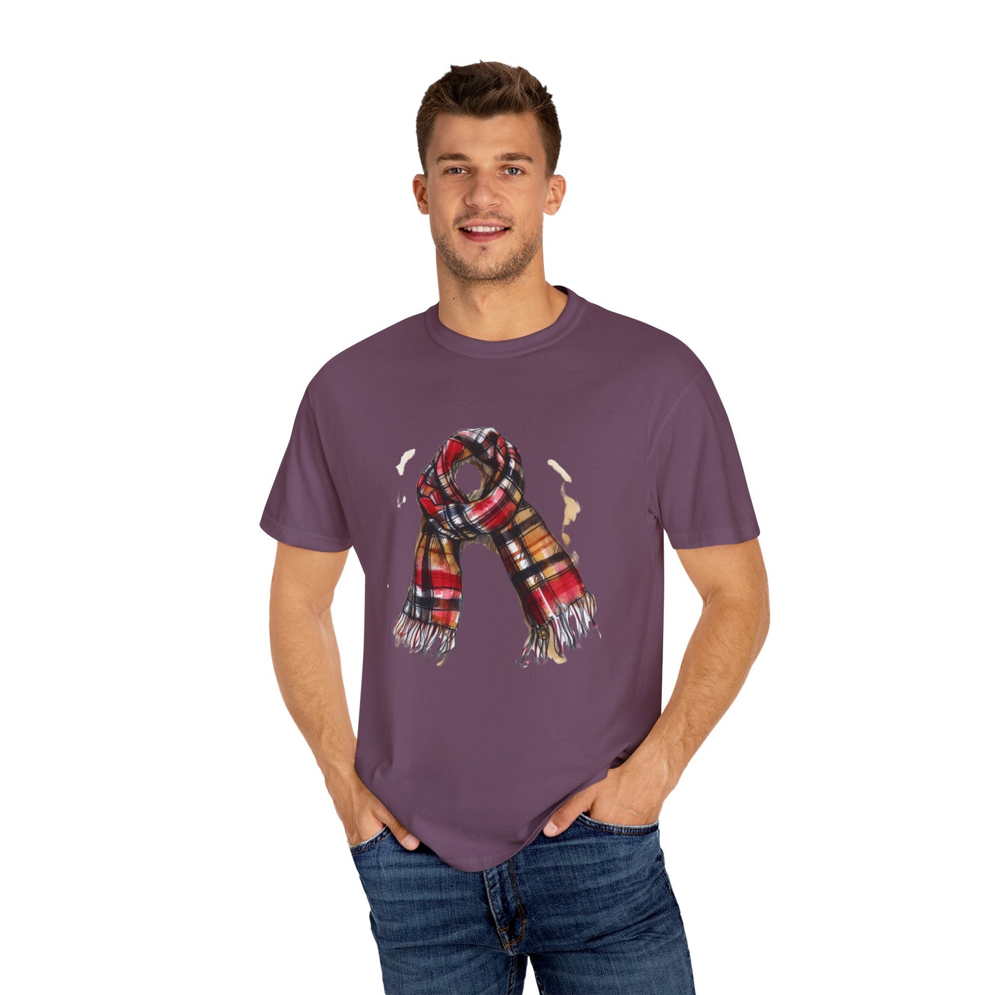 Unisex Garment-Dyed T-shirt - Trendy British Plaid Scarf