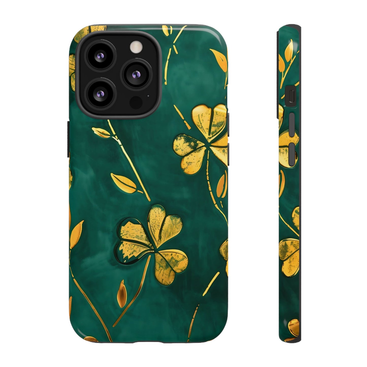 Floral Phone Case with Gold Accents, Tough Phone Cover, Stylish Phone Protector, Unique Gift for Her, Nature Lover Accessory