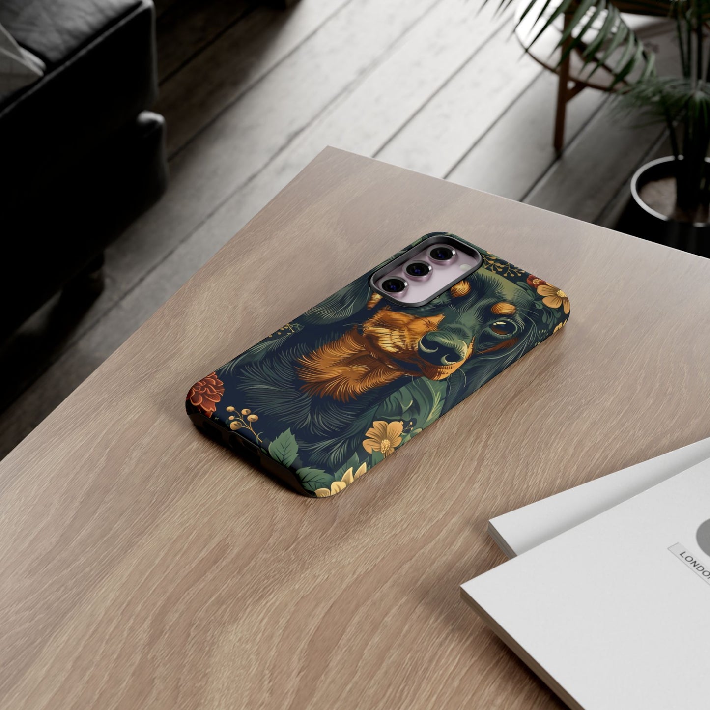 Dachshund Phone Case, Floral Pet Phone Cover, Dog Lover Gift, Tough Phone Case, Custom Dachshund Design, Unique Dog Owner Accessory